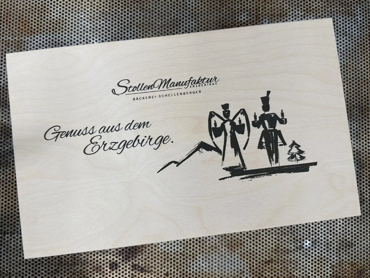 Holzkiste "Genussvolle Weihnachten" eigene Herstellung
